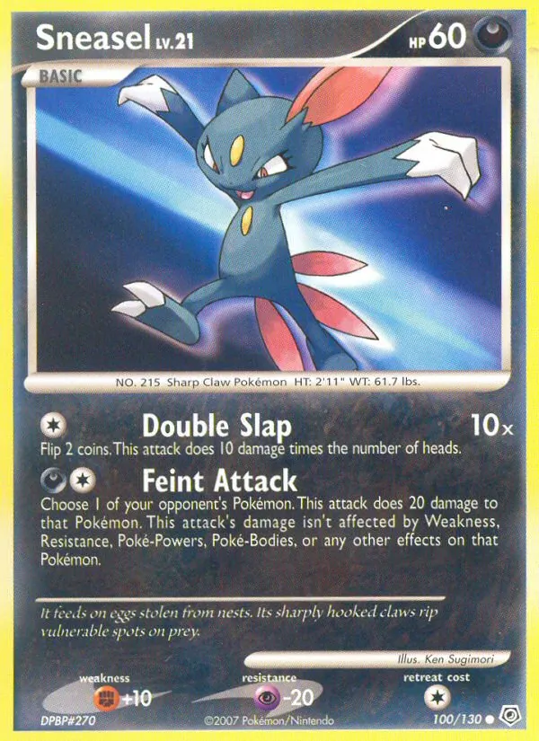 Carta Sneasel, número 100/130 da coleção Diamante & Pérola