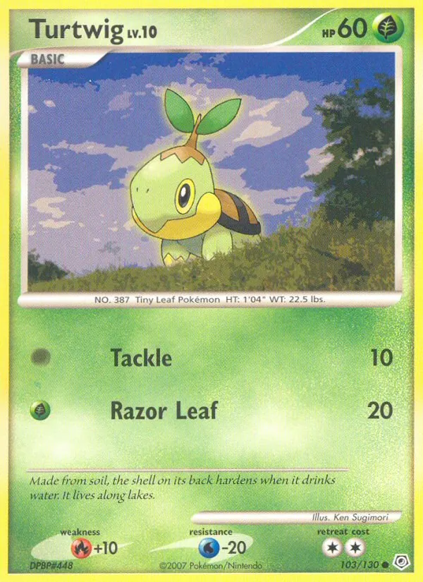 Carta Turtwig, número 103/130 da coleção Diamante & Pérola
