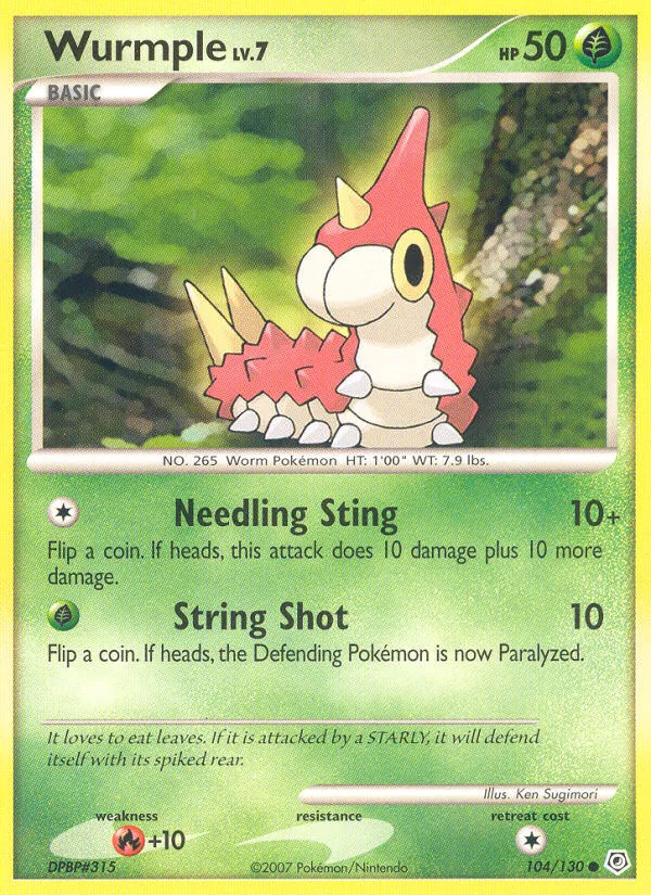 Carta Wurmple, número 104/130 da coleção Diamante & Pérola