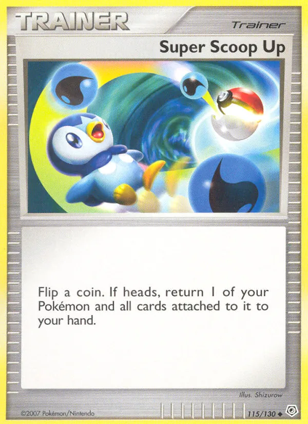 Carta Super Scoop Up, número 115/130 da coleção Diamante & Pérola