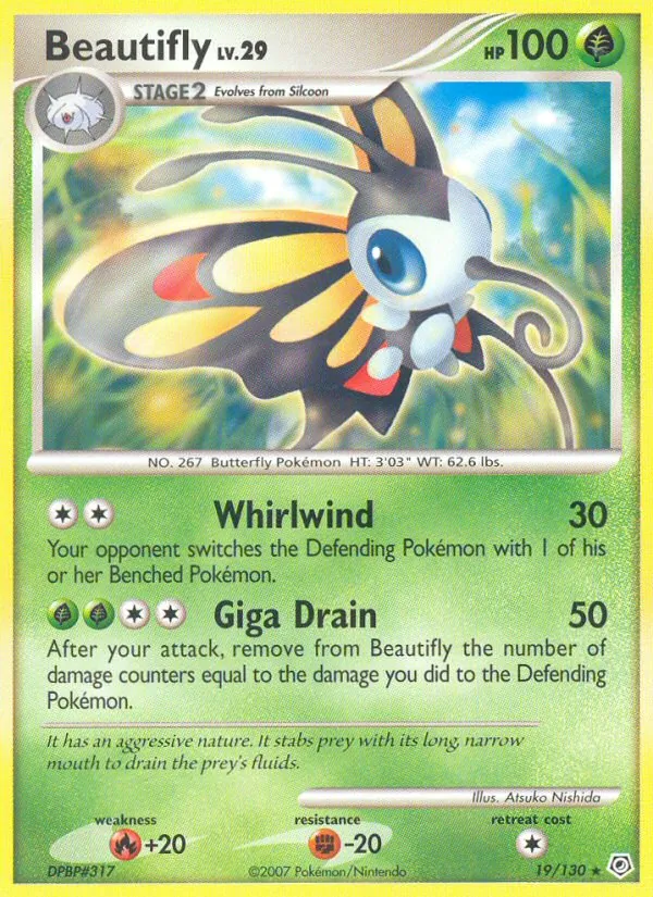 Carta Beautifly, número 19/130 da coleção Diamante & Pérola