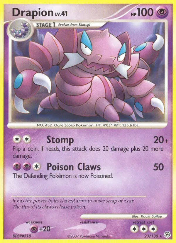 Carta Drapion, número 23/130 da coleção Diamante & Pérola