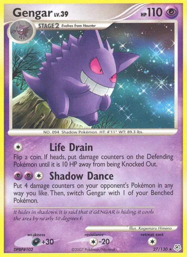 Carta Gengar, número 27/130 da coleção Diamante & Pérola
