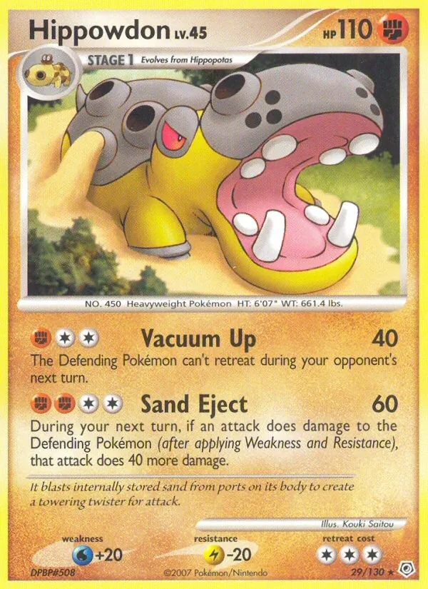 Carta Hippowdon, número 29/130 da coleção Diamante & Pérola