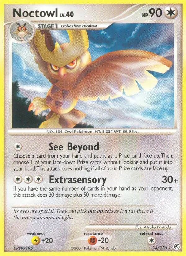 Carta Noctowl, número 34/130 da coleção Diamante & Pérola
