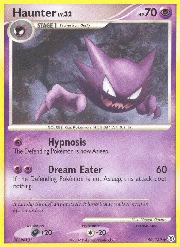 Carta Haunter, número 50/130 da coleção Diamante & Pérola