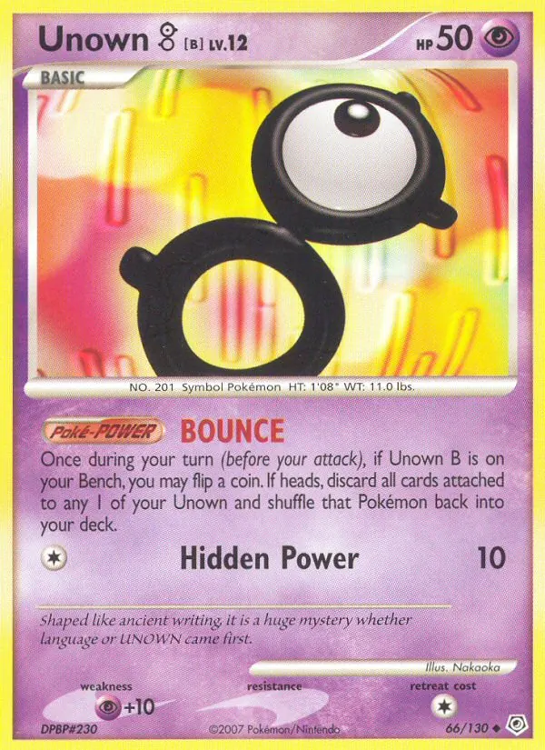 Carta Unown B, número 66/130 da coleção Diamante & Pérola