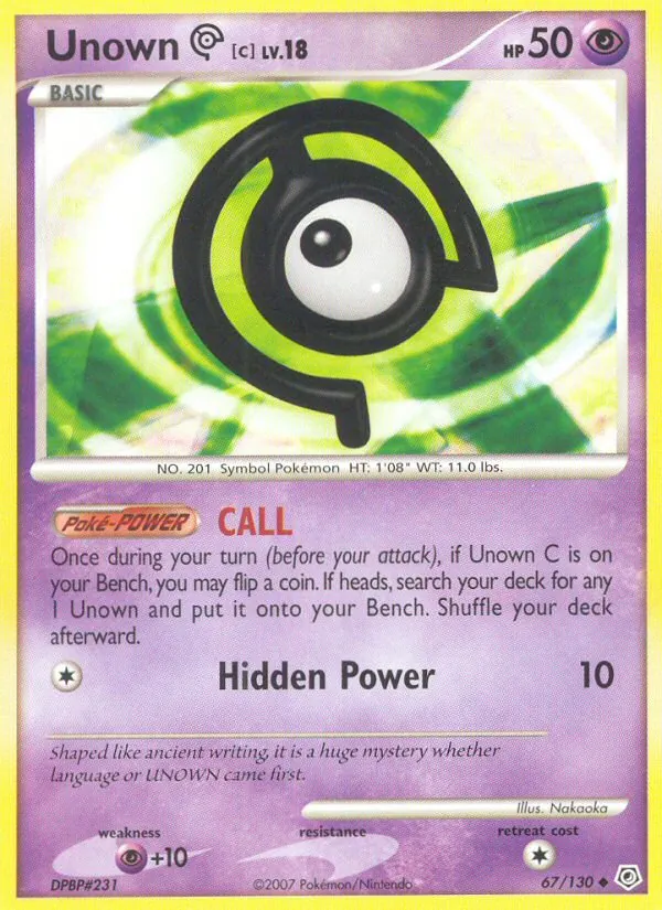 Carta Unown C, número 67/130 da coleção Diamante & Pérola