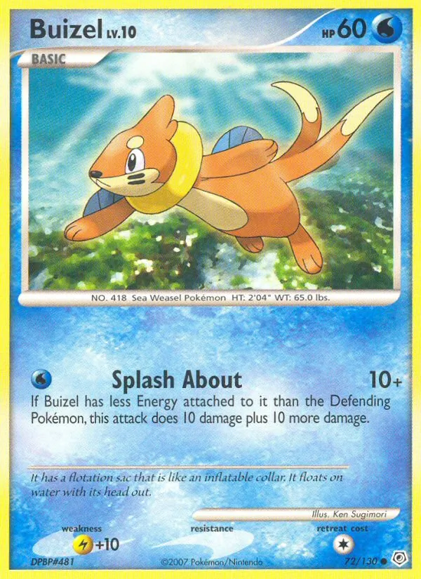 Carta Buizel, número 72/130 da coleção Diamante & Pérola