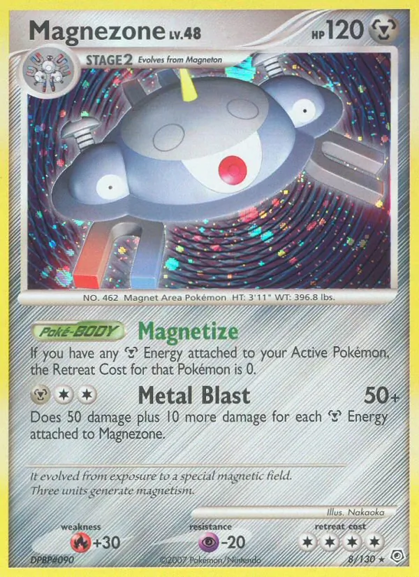 Carta Magnezone, número 8/130 da coleção Diamante & Pérola