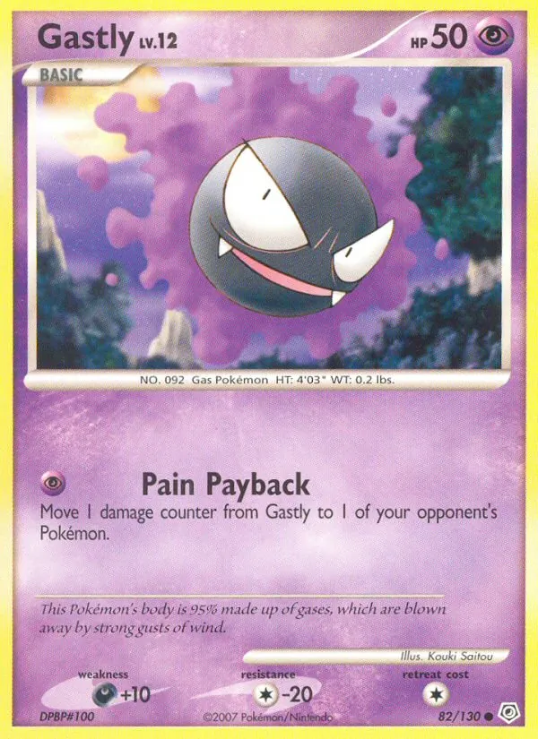 Carta Gastly, número 82/130 da coleção Diamante & Pérola