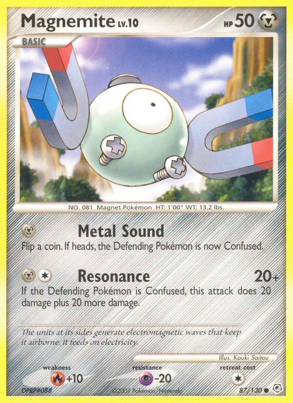 Carta Magnemite, número 87/130 da coleção Diamante & Pérola