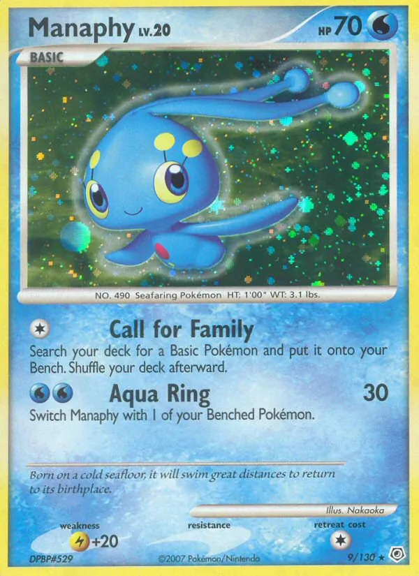 Carta Manaphy, número 9/130 da coleção Diamante & Pérola