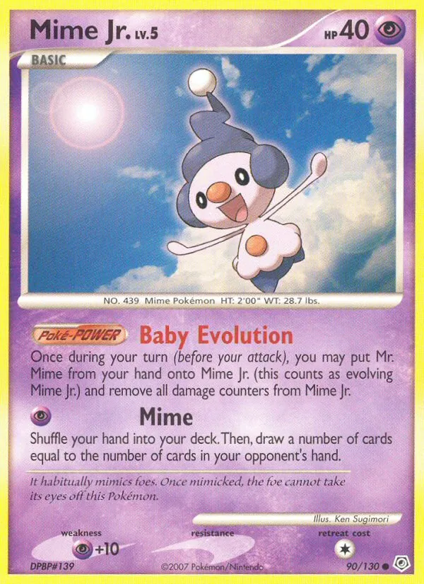 Carta Mime Jr., número 90/130 da coleção Diamante & Pérola
