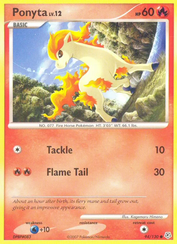 Carta Ponyta, número 94/130 da coleção Diamante & Pérola