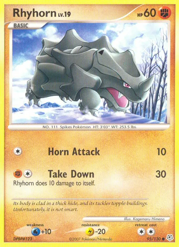Carta Rhyhorn, número 95/130 da coleção Diamante & Pérola