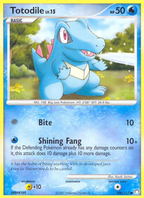 Carta Totodile, número 106/123 da coleção Tesouros Misteriosos
