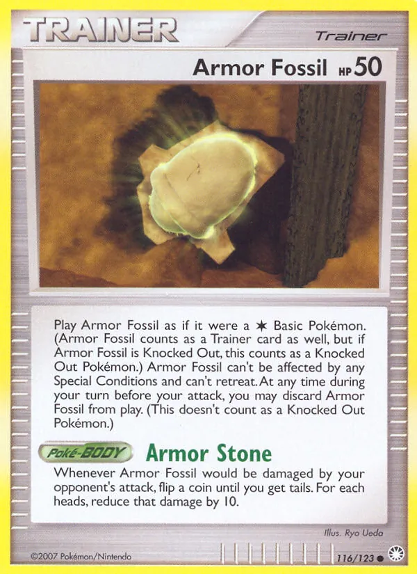Carta Armor Fossil, número 116/123 da coleção Tesouros Misteriosos