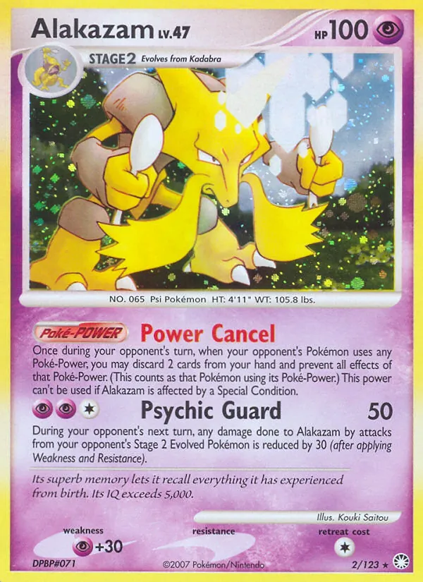 Carta Alakazam, número 2/123 da coleção Tesouros Misteriosos