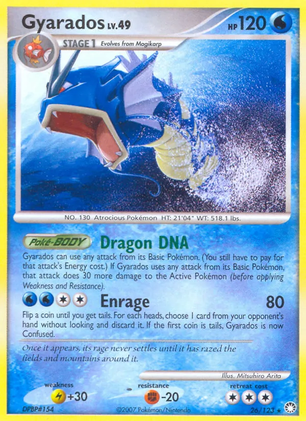 Carta Gyarados, número 26/123 da coleção Tesouros Misteriosos