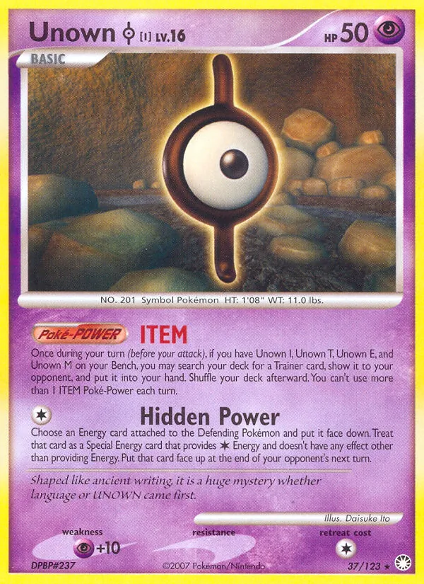 Carta Unown I, número 37/123 da coleção Tesouros Misteriosos