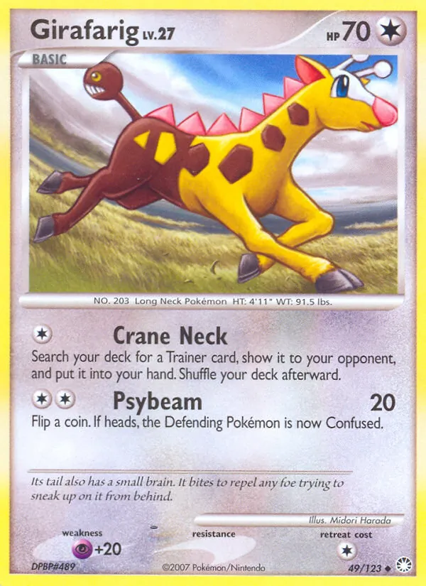 Carta Girafarig, número 49/123 da coleção Tesouros Misteriosos
