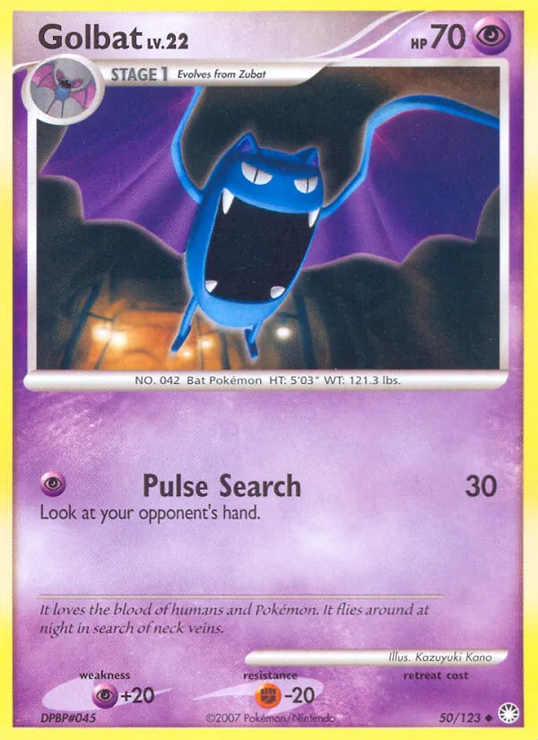 Carta Golbat, número 50/123 da coleção Tesouros Misteriosos