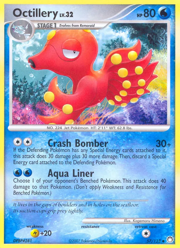 Carta Octillery, número 57/123 da coleção Tesouros Misteriosos