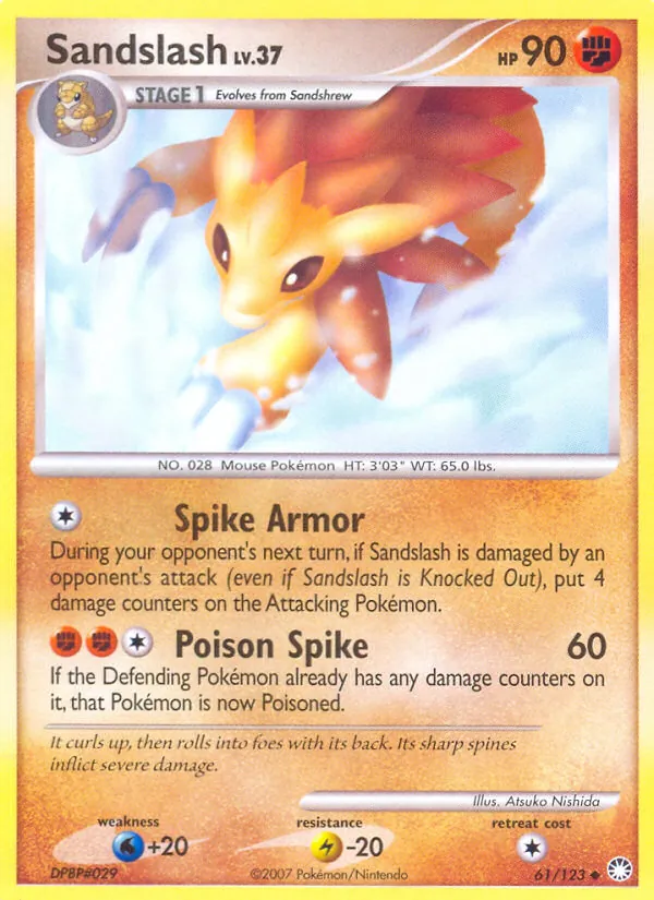 Carta Sandslash, número 61/123 da coleção Tesouros Misteriosos