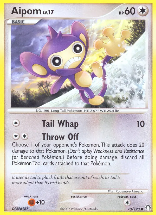 Carta Aipom, número 70/123 da coleção Tesouros Misteriosos