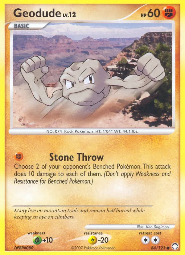 Carta Geodude, número 84/123 da coleção Tesouros Misteriosos