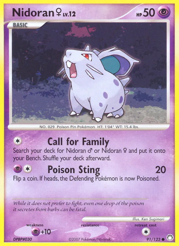 Carta Nidoran♀, número 91/123 da coleção Tesouros Misteriosos