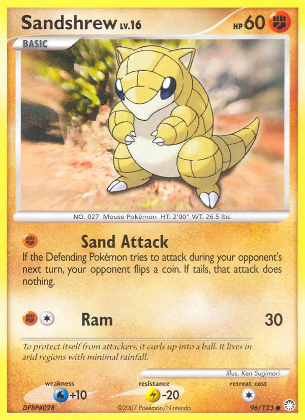 Carta Sandshrew, número 96/123 da coleção Tesouros Misteriosos