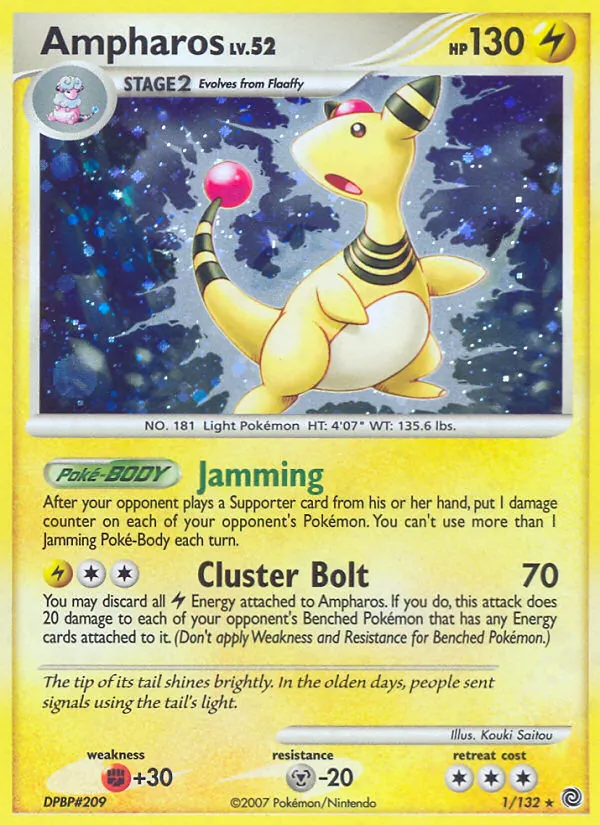 Carta Ampharos, número 1/132 da coleção Maravilhas Secretas