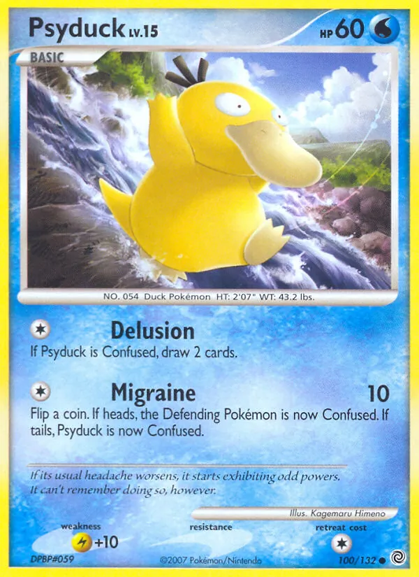 Carta Psyduck, número 100/132 da coleção Maravilhas Secretas