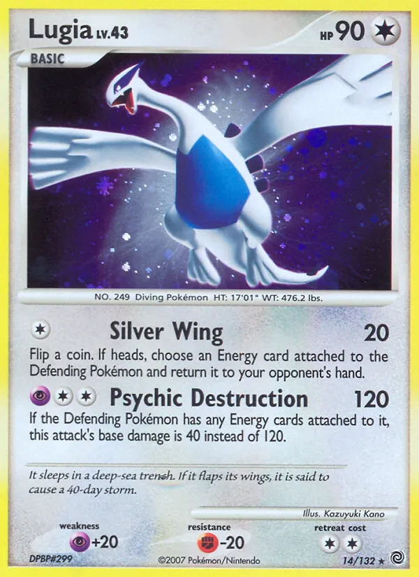 Carta Lugia, número 14/132 da coleção Maravilhas Secretas