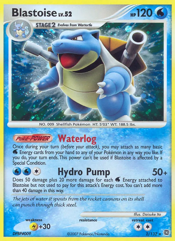 Carta Blastoise, número 2/132 da coleção Maravilhas Secretas