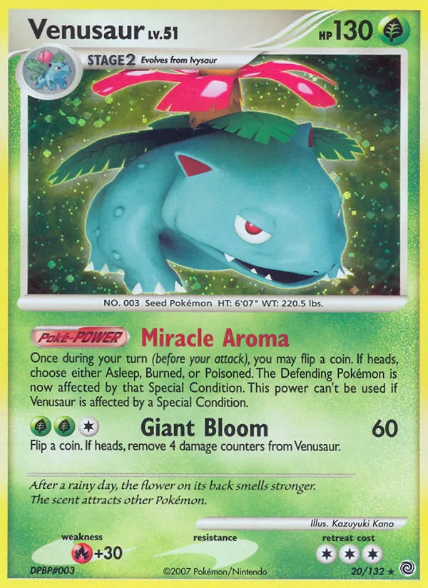 Carta Venusaur, número 20/132 da coleção Maravilhas Secretas