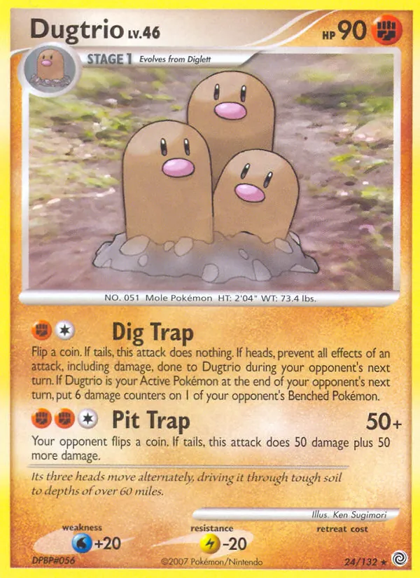 Carta Dugtrio, número 24/132 da coleção Maravilhas Secretas