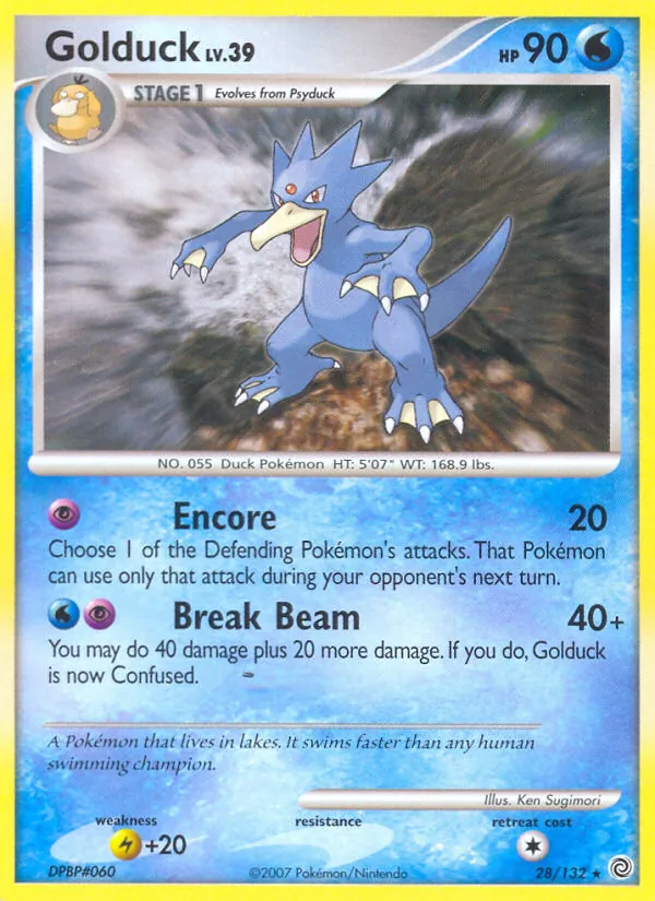 Carta Golduck, número 28/132 da coleção Maravilhas Secretas