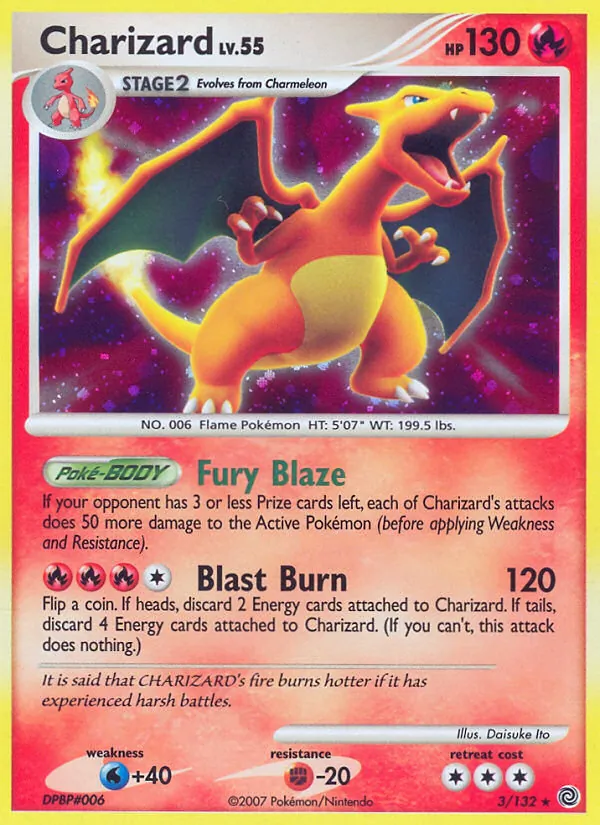 Carta Charizard, número 3/132 da coleção Maravilhas Secretas