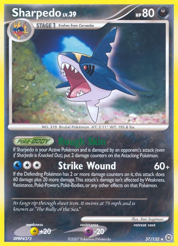 Carta Sharpedo, número 37/132 da coleção Maravilhas Secretas