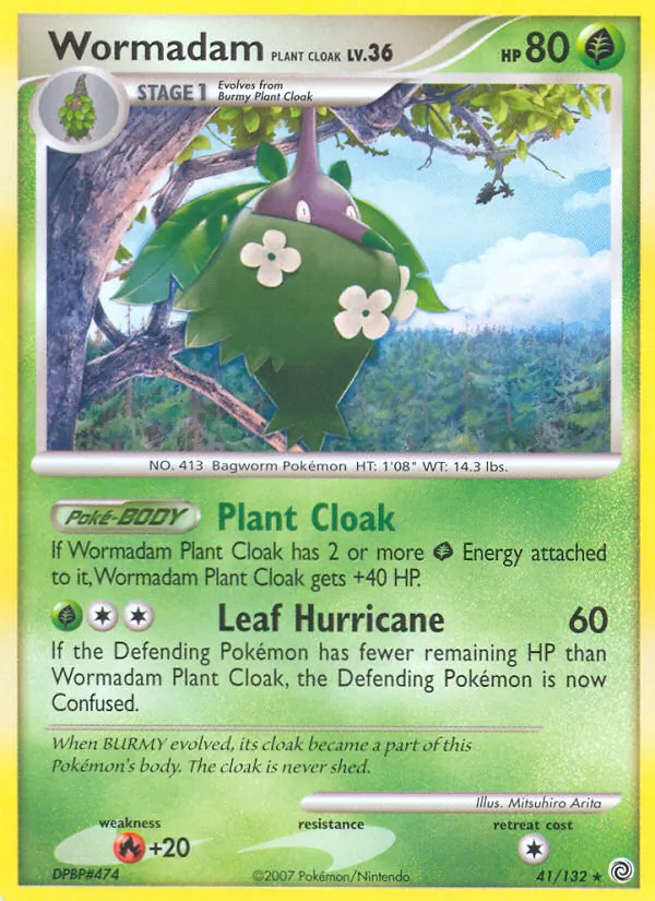 Carta Wormadam Plant Cloak, número 41/132 da coleção Maravilhas Secretas