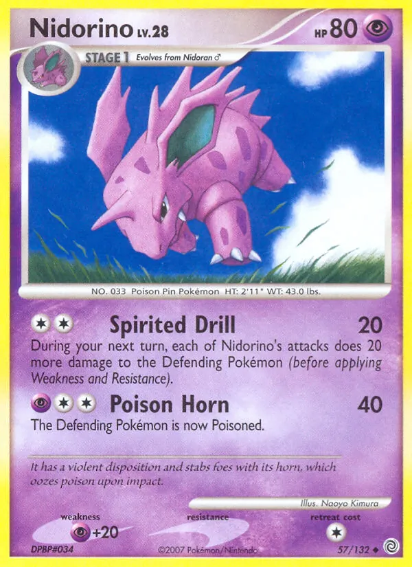 Carta Nidorino, número 57/132 da coleção Maravilhas Secretas