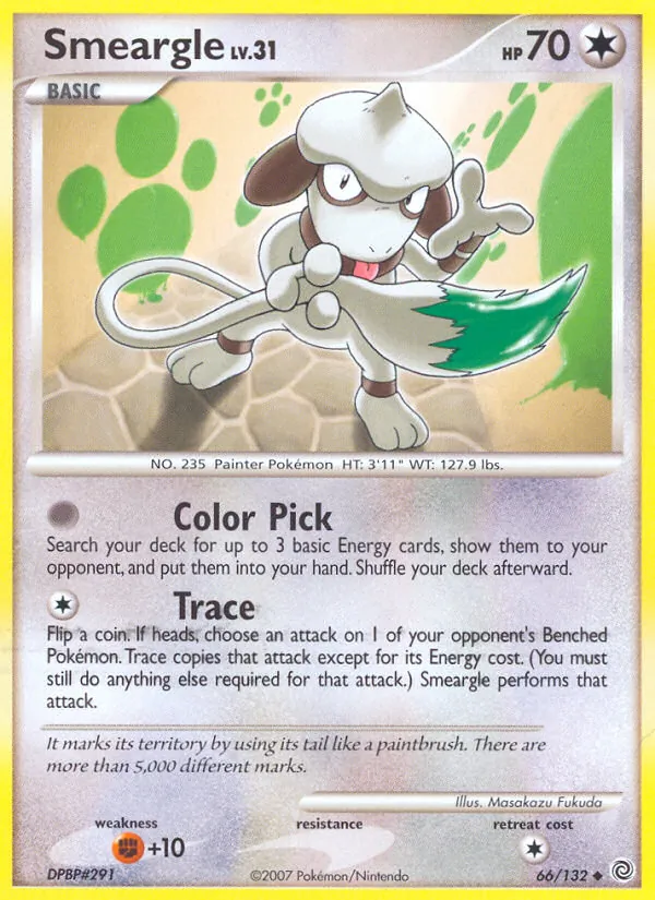 Carta Smeargle, número 66/132 da coleção Maravilhas Secretas