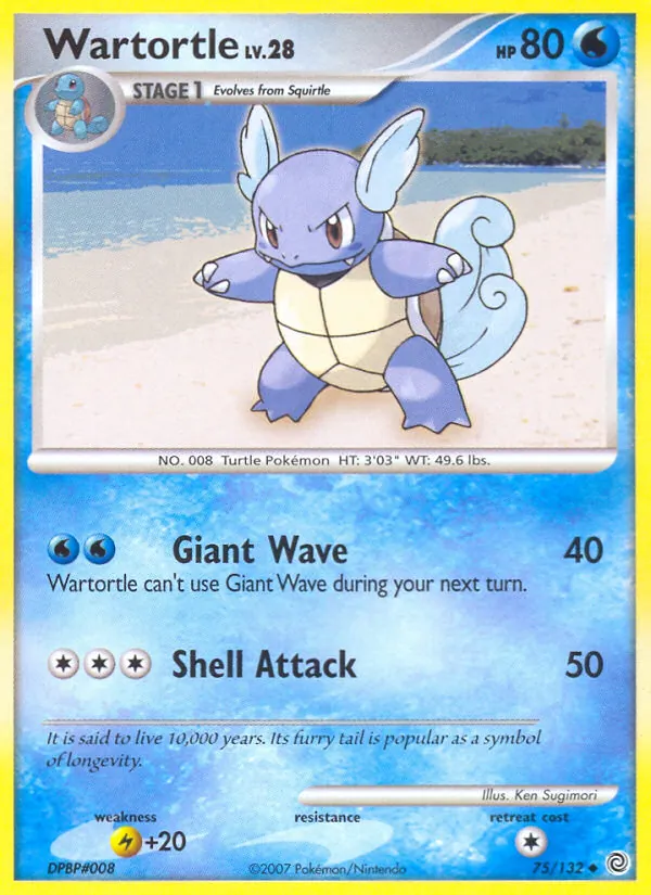 Carta Wartortle, número 75/132 da coleção Maravilhas Secretas