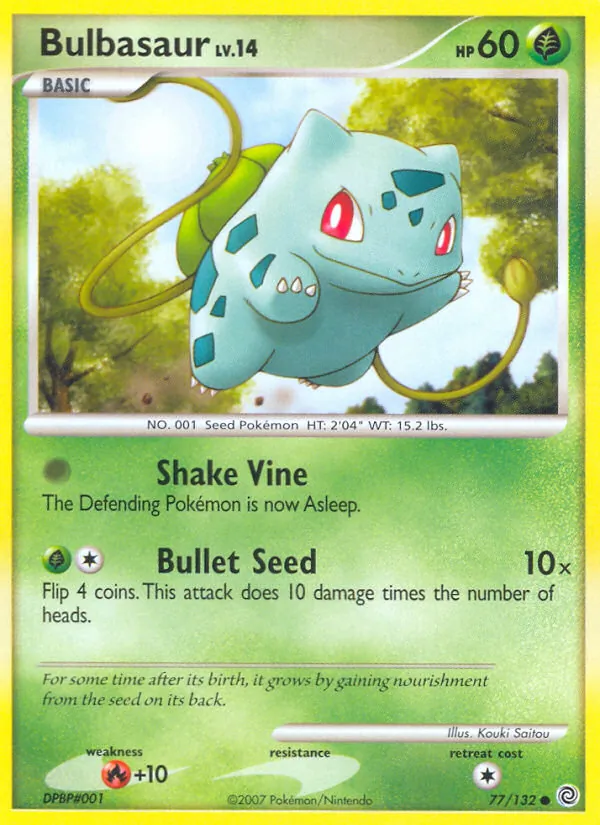 Carta Bulbasaur, número 77/132 da coleção Maravilhas Secretas