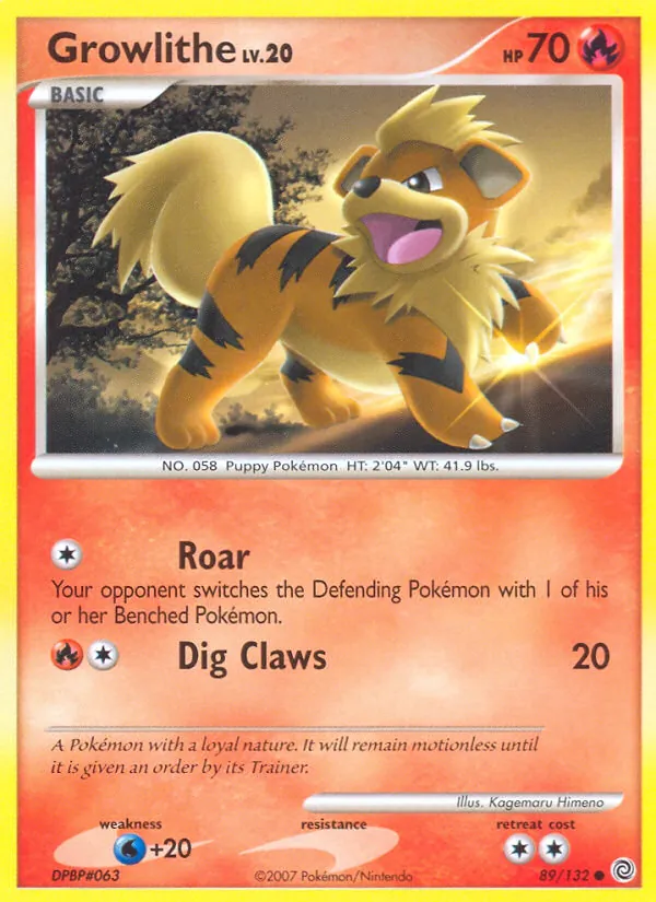 Carta Growlithe, número 89/132 da coleção Maravilhas Secretas