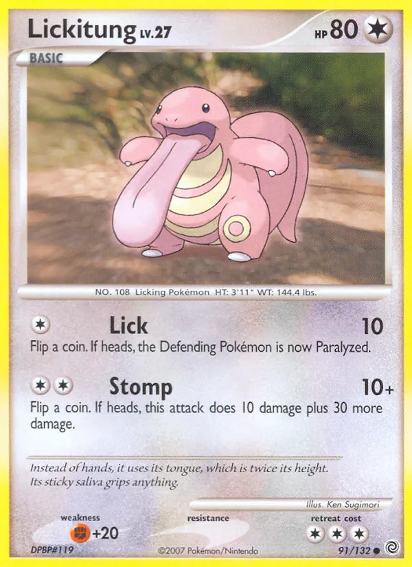 Carta Lickitung, número 91/132 da coleção Maravilhas Secretas