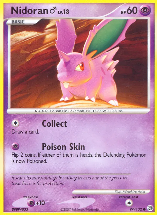 Carta Nidoran♂, número 97/132 da coleção Maravilhas Secretas